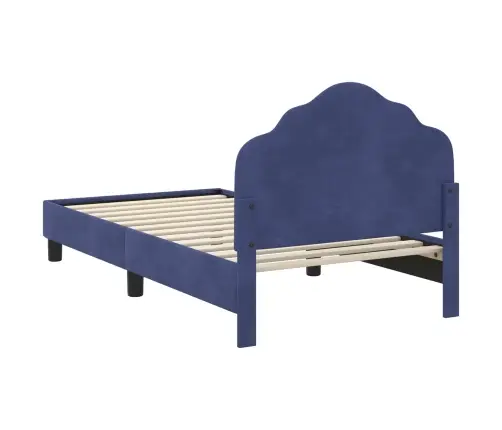 Bērnu Gultas Rāmis Ar Galvgali Policijas Zila 80 X 160 Cm Samts Vidaxl