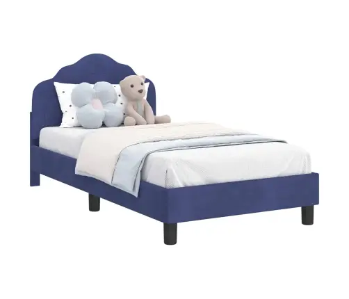 Bērnu Gultas Rāmis Ar Galvgali Policijas Zila 80 X 160 Cm Samts Vidaxl