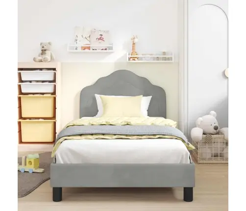 Vaikiška Lovos Konstrukcija Su Galvūgaliu Šviesiai Pilka