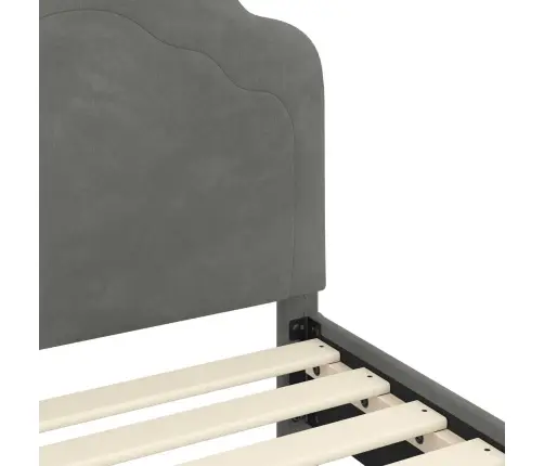 Bērnu Gultas Rāmis Ar Galvgali Tumši Pelēks 80 X 200 Cm Samts Vidaxl