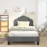 Bērnu Gultas Rāmis Ar Galvgali Tumši Pelēks 80 X 200 Cm Samts Vidaxl