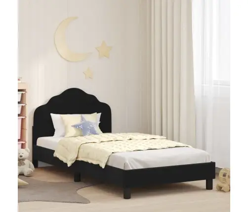 Bērnu Gultas Rāmis Ar Galvgali Melna 80 X 200 Cm Samts Vidaxl