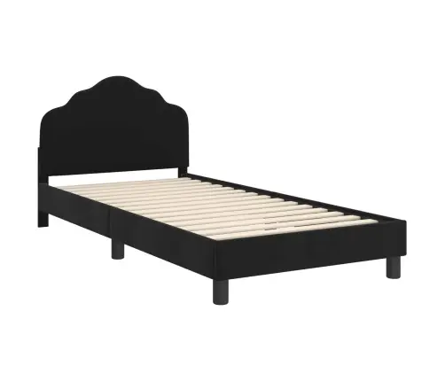 Bērnu Gultas Rāmis Ar Galvgali Melna 80 X 200 Cm Samts Vidaxl