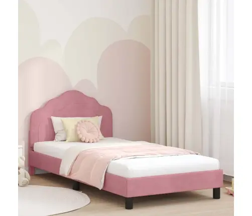 Bērnu Gultas Rāmis Ar Galvgali Rozā 80 X 200 Cm Samts Vidaxl