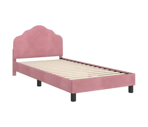Bērnu Gultas Rāmis Ar Galvgali Rozā 80 X 200 Cm Samts Vidaxl