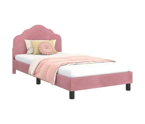 Bērnu Gultas Rāmis Ar Galvgali Rozā 80 X 200 Cm Samts Vidaxl