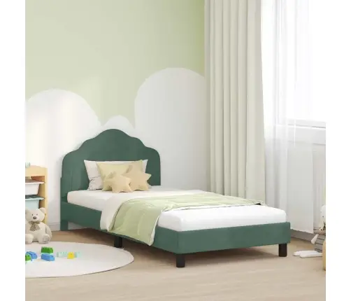 Laste Voodiraam Peatoega Peaga Mere Roheline 80 X 200 Cm Samet