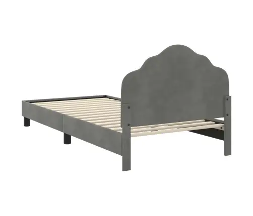 Bērnu Gultas Rāmis Ar Galvgali Tumši Pelēks 90 X 190 Cm Samts Vidaxl