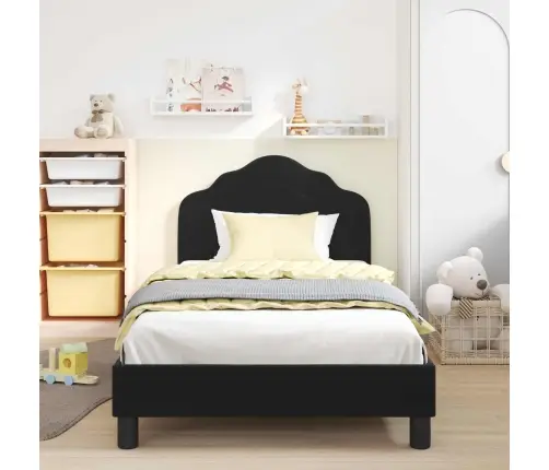 Vaikiška Lovos Konstrukcija Su Galvūgaliu Juoda 90 X 190 Cm