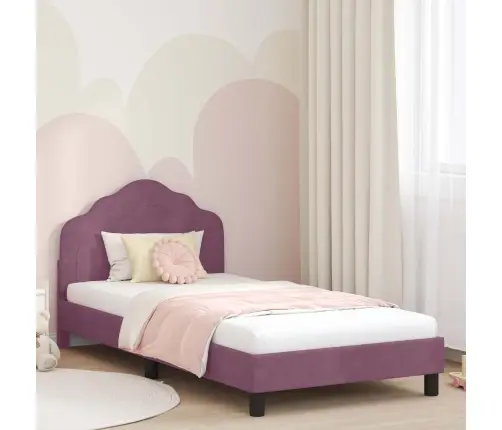 Bērnu Gultas Rāmis Ar Galvgali Violeta 90 X 190 Cm Samts Vidaxl