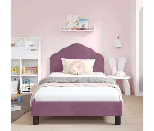 Bērnu Gultas Rāmis Ar Galvgali Violeta 90 X 190 Cm Samts Vidaxl