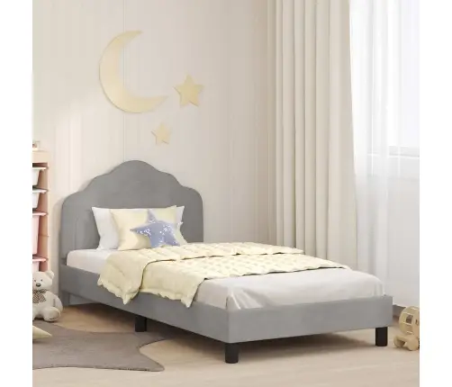 Laste Voodiraam Peatoega Peaga Helehall 90 X 200 Cm Samet