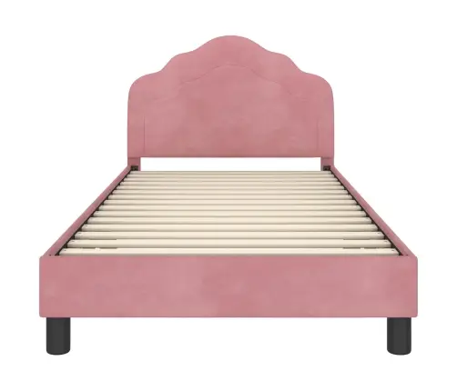 Bērnu Gultas Rāmis Ar Galvgali Rozā 90 X 200 Cm Samts Vidaxl