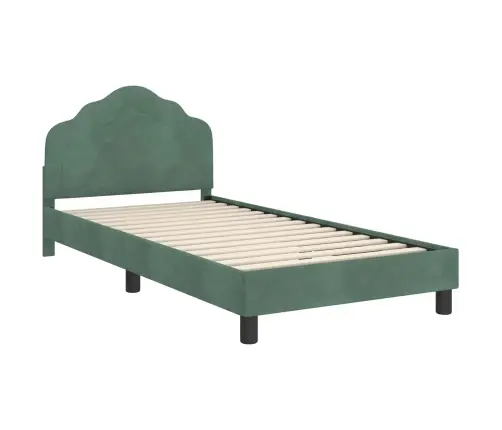 Laste Voodiraam Peatoega Peaga Mere Roheline 90 X 200 Cm Samet