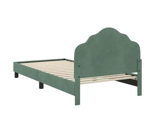 Laste Voodiraam Peatoega Peaga Mere Roheline 90 X 200 Cm Samet