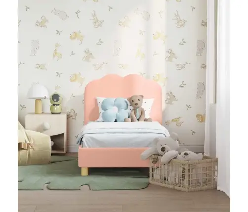 Bērnu Gultas Rāmis Ar Galvgali Rozā 70 X 140 Cm Aitu Audums Vidaxl