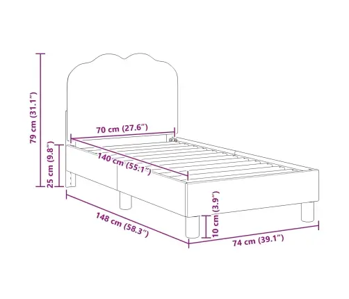 Bērnu Gultas Rāmis Ar Galvgali Rozā 70 X 140 Cm Aitu Audums Vidaxl