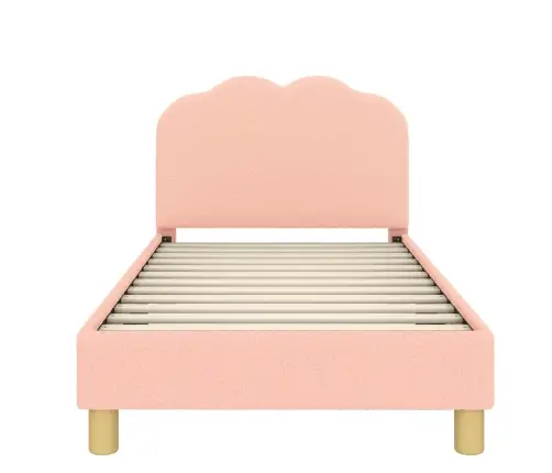 Bērnu Gultas Rāmis Ar Galvgali Rozā 80 X 160 Cm Aitu Audums Vidaxl