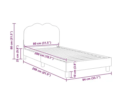 Laste Voodiraam Peatoega Peaga Cream 80 X 200 Cm Lammaste Riie