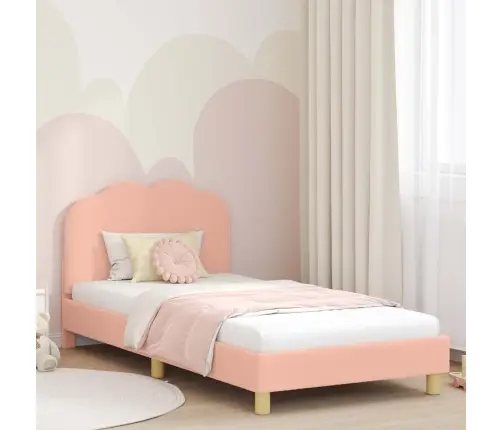 Bērnu Gultas Rāmis Ar Galvgali Rozā 90 X 190 Cm Aitu Audums Vidaxl