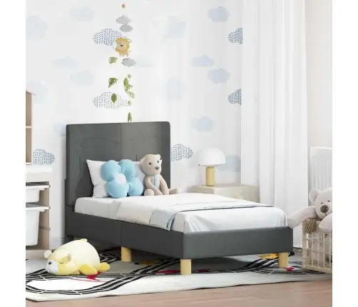 Bērnu Gultas Rāmis Ar Galvgali Tumši Pelēks 70 X 140 Cm Audums Vidaxl