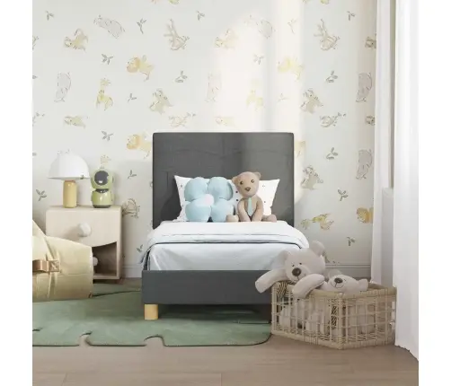 Bērnu Gultas Rāmis Ar Galvgali Tumši Pelēks 70 X 140 Cm Audums Vidaxl