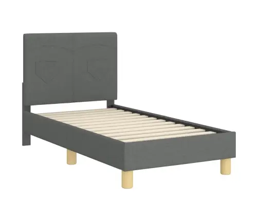 Bērnu Gultas Rāmis Ar Galvgali Tumši Pelēks 70 X 140 Cm Audums Vidaxl