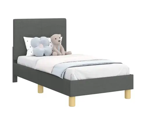 Bērnu Gultas Rāmis Ar Galvgali Tumši Pelēks 70 X 140 Cm Audums Vidaxl