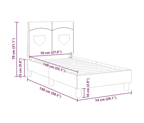 Bērnu Gultas Rāmis Ar Galvgali Tumši Pelēks 70 X 140 Cm Audums Vidaxl