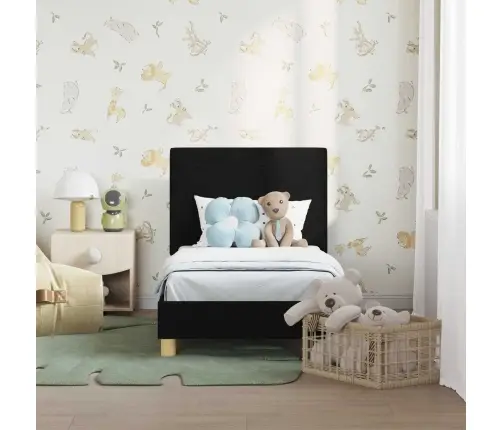 Bērnu Gultas Rāmis Ar Galvgali Melna 70 X 140 Cm Audums Vidaxl