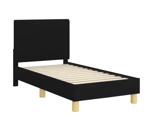 Bērnu Gultas Rāmis Ar Galvgali Melna 70 X 140 Cm Audums Vidaxl