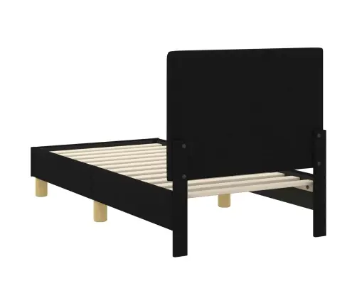 Bērnu Gultas Rāmis Ar Galvgali Melna 70 X 140 Cm Audums Vidaxl