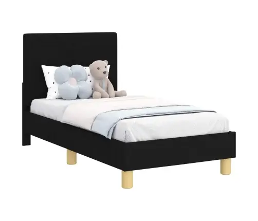 Bērnu Gultas Rāmis Ar Galvgali Melna 70 X 140 Cm Audums Vidaxl