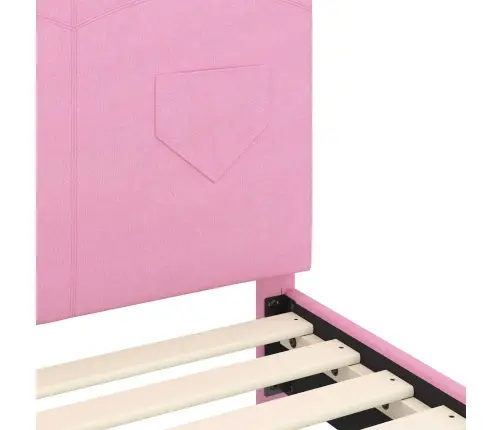 Bērnu Gultas Rāmis Ar Galvgali Rozā 70 X 140 Cm Audums Vidaxl