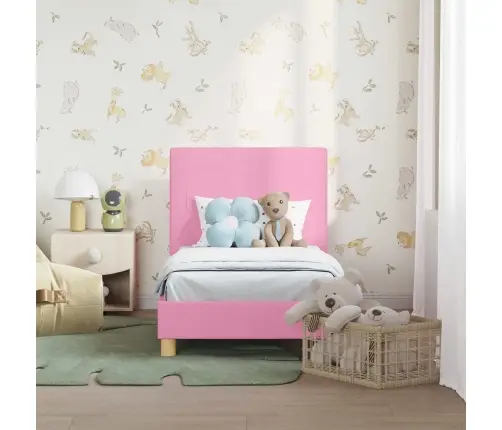 Bērnu Gultas Rāmis Ar Galvgali Rozā 70 X 140 Cm Audums Vidaxl