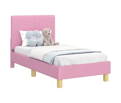 Bērnu Gultas Rāmis Ar Galvgali Rozā 70 X 140 Cm Audums Vidaxl