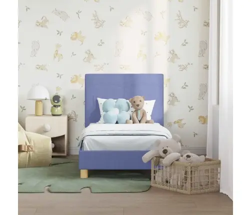 Bērnu Gultas Rāmis Ar Galvgali Džinsu Zils 70 X 140 Cm Audums Vidaxl