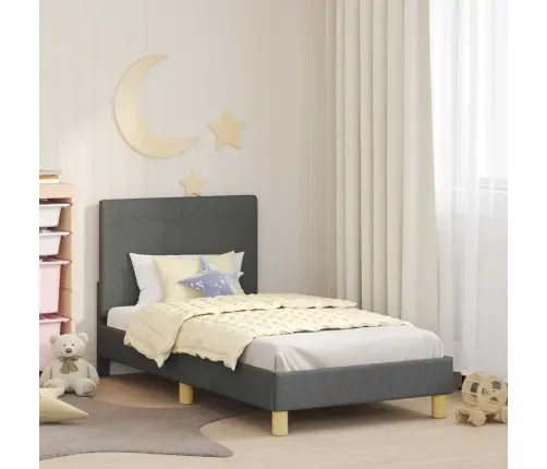 Bērnu Gultas Rāmis Ar Galvgali Tumši Pelēks 80 X 160 Cm Audums Vidaxl