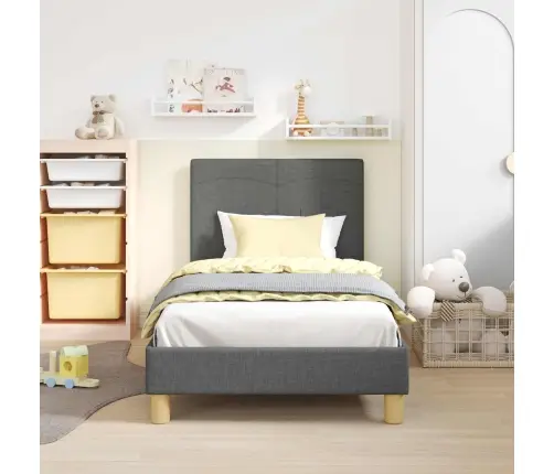 Bērnu Gultas Rāmis Ar Galvgali Tumši Pelēks 80 X 160 Cm Audums Vidaxl