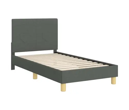 Bērnu Gultas Rāmis Ar Galvgali Tumši Pelēks 80 X 160 Cm Audums Vidaxl