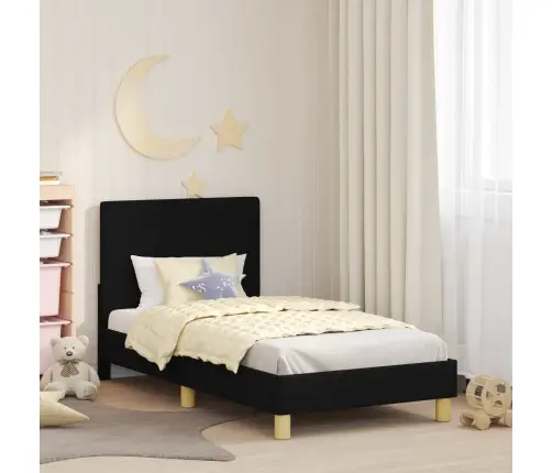 Laste Voodiraam Peatoega Peaga Must 80 X 160 Cm Kangas