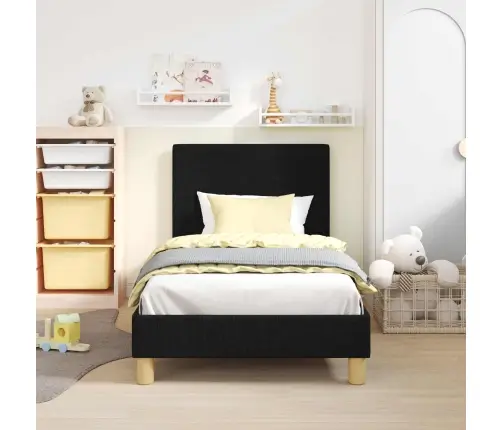 Laste Voodiraam Peatoega Peaga Must 80 X 160 Cm Kangas