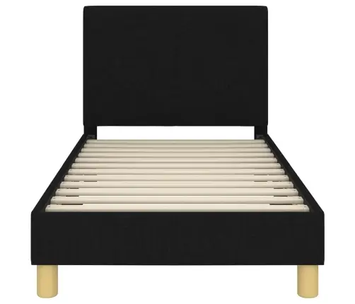 Laste Voodiraam Peatoega Peaga Must 80 X 160 Cm Kangas