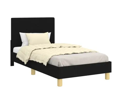 Laste Voodiraam Peatoega Peaga Must 80 X 160 Cm Kangas