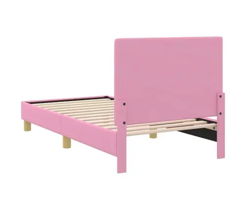 Bērnu Gultas Rāmis Ar Galvgali Rozā 80 X 160 Cm Audums Vidaxl