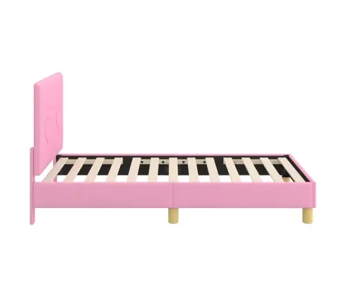 Bērnu Gultas Rāmis Ar Galvgali Rozā 80 X 160 Cm Audums Vidaxl