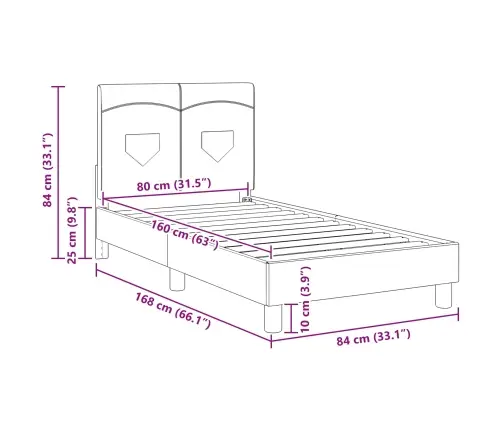 Laste Voodiraam Peatoega Peaga Roosa 80 X 160 Cm Kangas