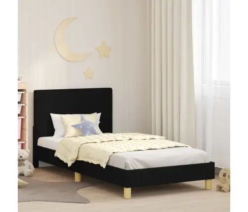 Laste Voodiraam Peatoega Peaga Must 80 X 200 Cm Kangas