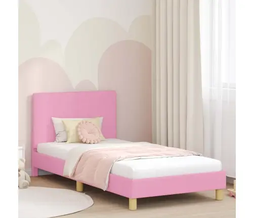 Laste Voodiraam Peatoega Peaga Roosa 90 X 190 Cm Kangas