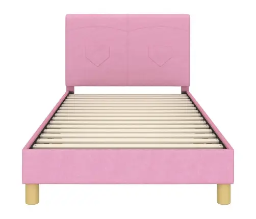 Laste Voodiraam Peatoega Peaga Roosa 90 X 190 Cm Kangas